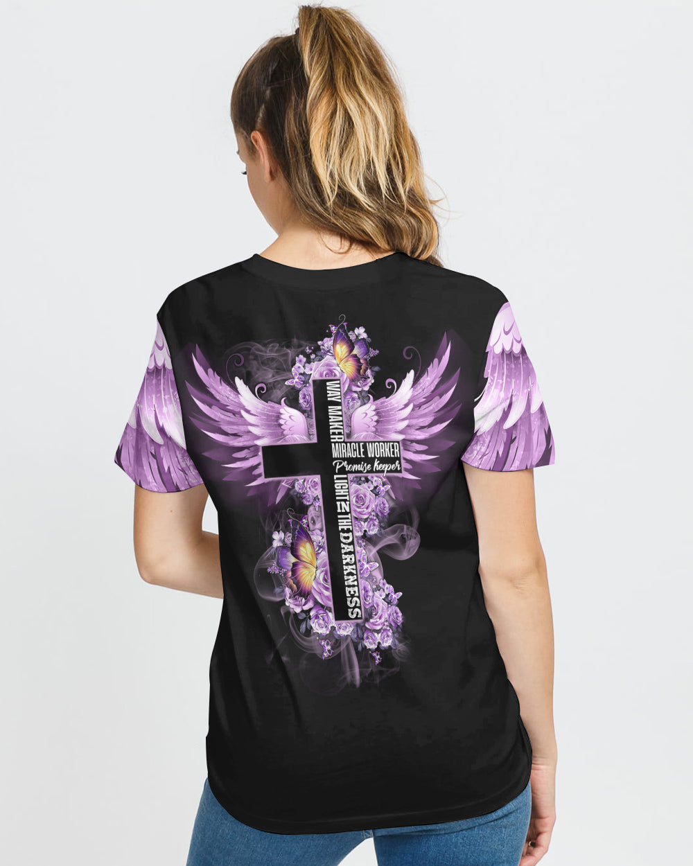 Way Maker Miracle Worker Purple Rose Women's Christian Tshirt