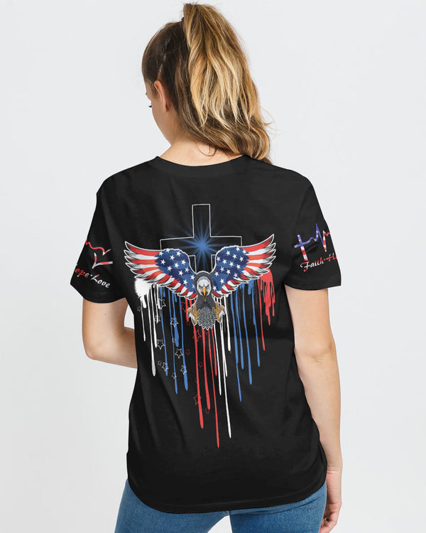 Eagle Melt Heart Cross Women's Christian Tshirt