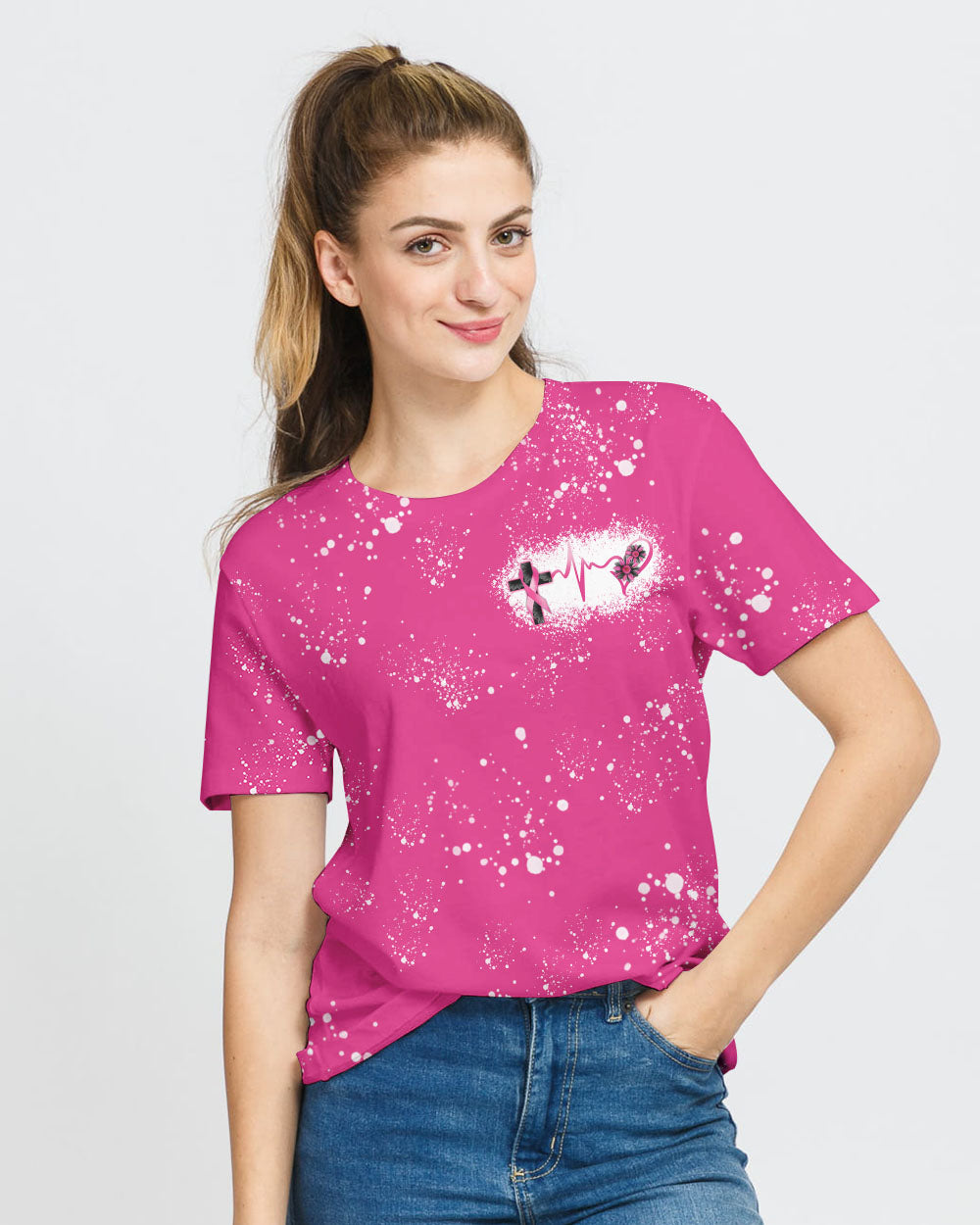 Wings Sunflower Cross Women's Breast Cancer Awareness Tshirt