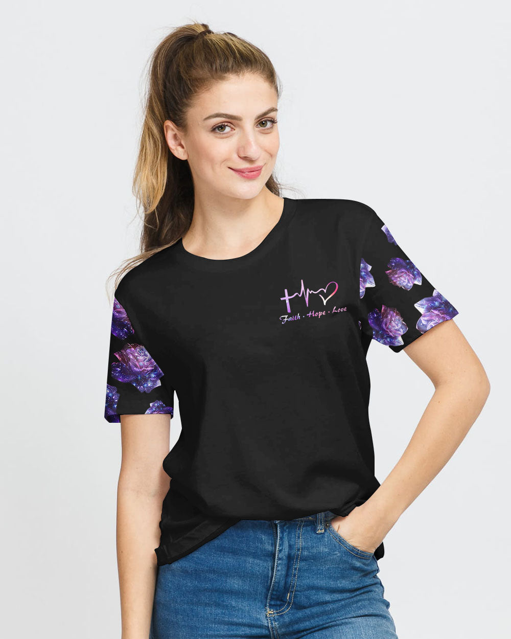 Rose Faith Galaxy Women's Christian Tshirt