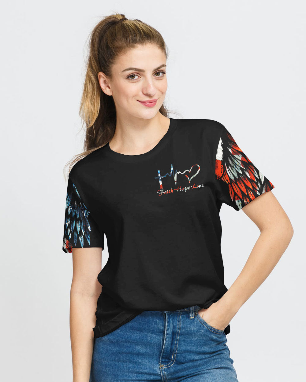One Nation Under God Painting Women's Christian Tshirt