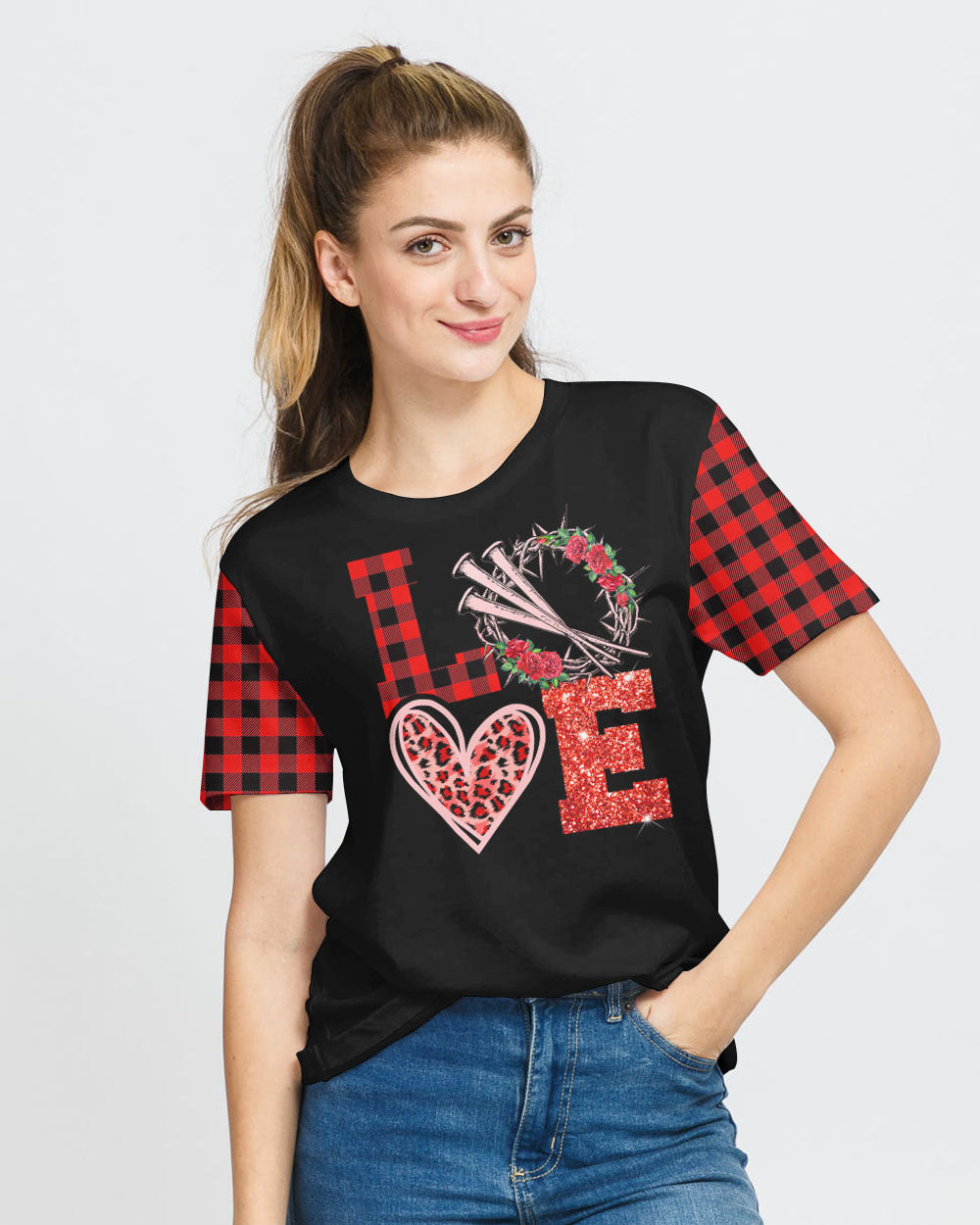 Faith Hope Love Leopard Flag Women's Christian Tshirt