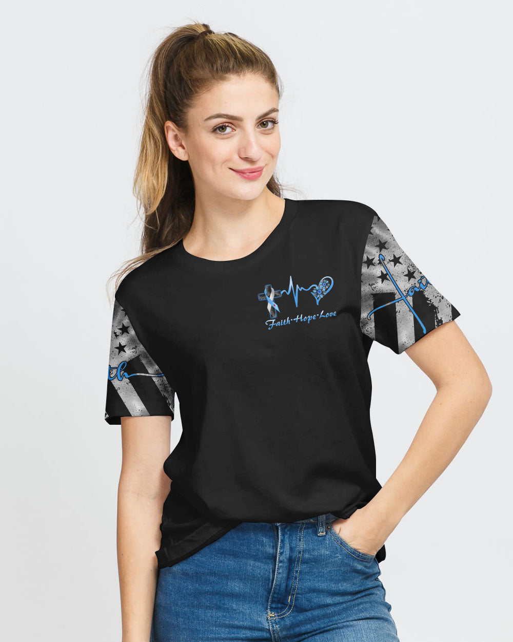 Wings Cross Sunflower Ribbon Women's Diabetes Awareness Tshirt