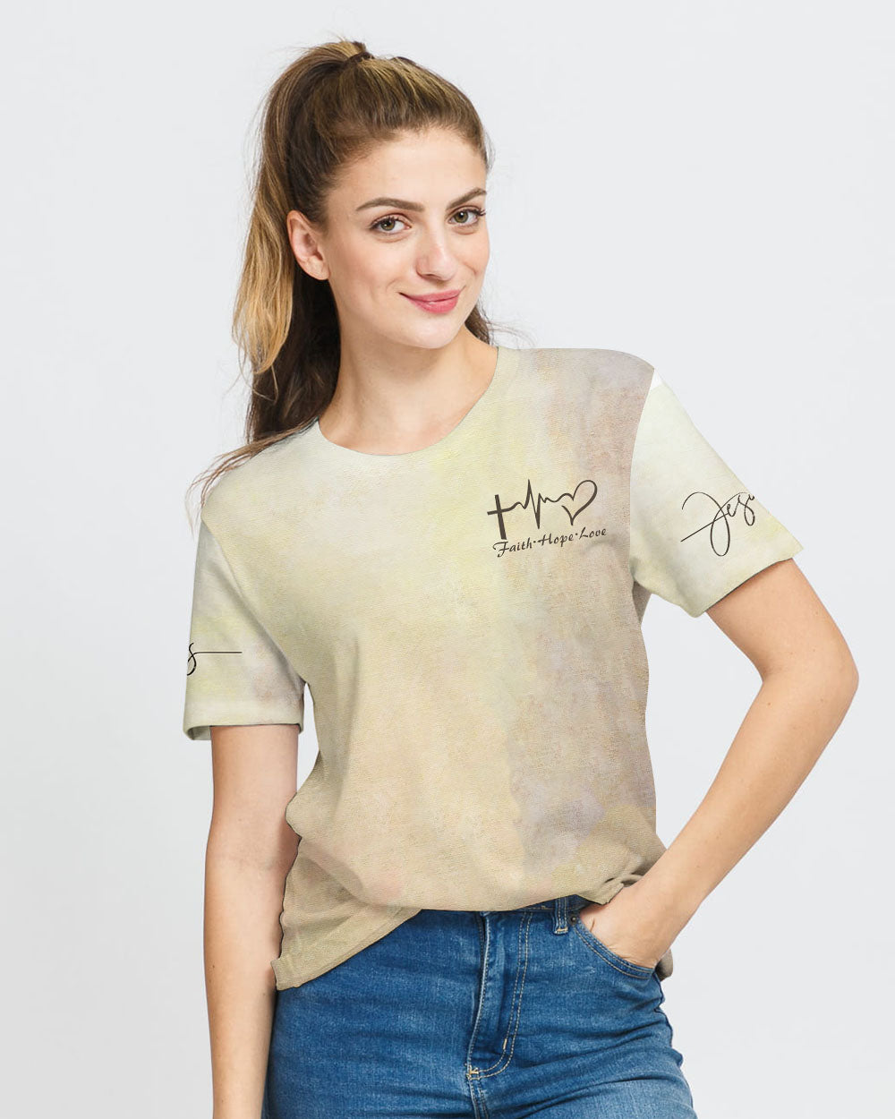Jesus Watercolor Painting Women's Christian Tshirt