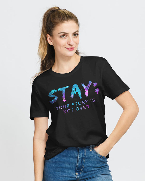 Stay Your Story Is Not Over Flag Wings Women's Suicide Awareness Tshirt