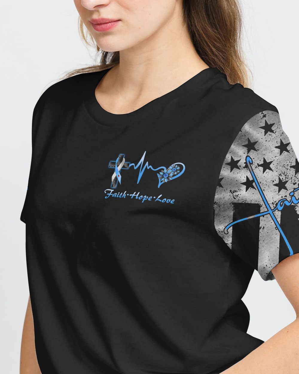Wings Cross Sunflower Ribbon Women's Diabetes Awareness Tshirt