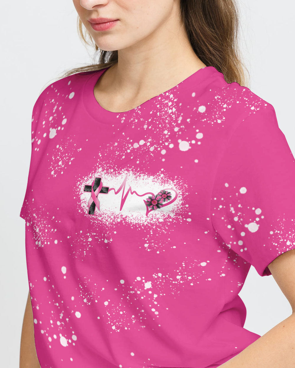 Wings Sunflower Cross Women's Breast Cancer Awareness Tshirt