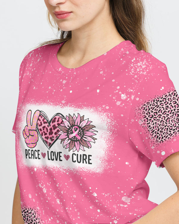 Peace Love Cure Bleached Pink Women's Breast Cancer Awareness Tshirt