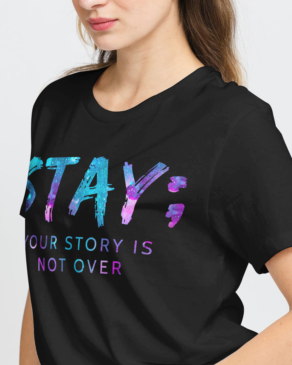 Stay Your Story Is Not Over Flag Wings Women's Suicide Awareness Tshirt