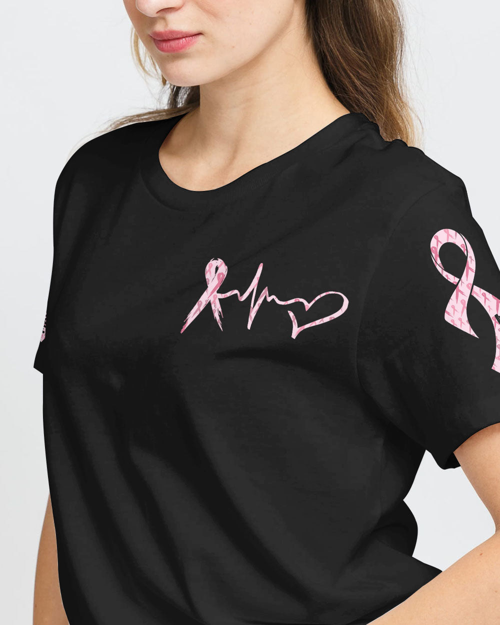 Pink Ribbon Flag Women's Breast Cancer Awareness Tshirt