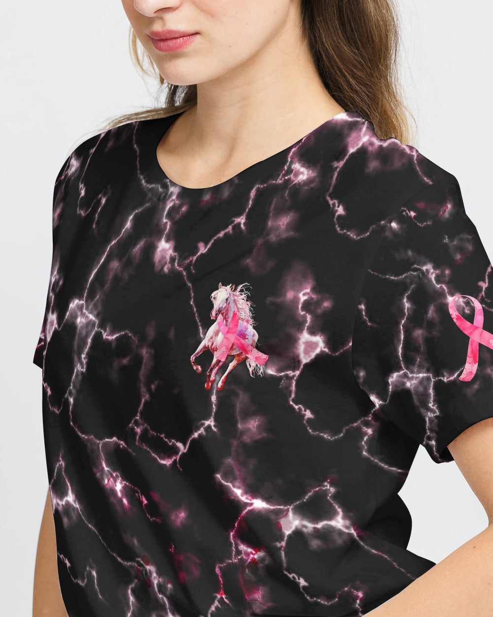 Be Stronger Than The Storm Horse Women's Breast Cancer Awareness Tshirt