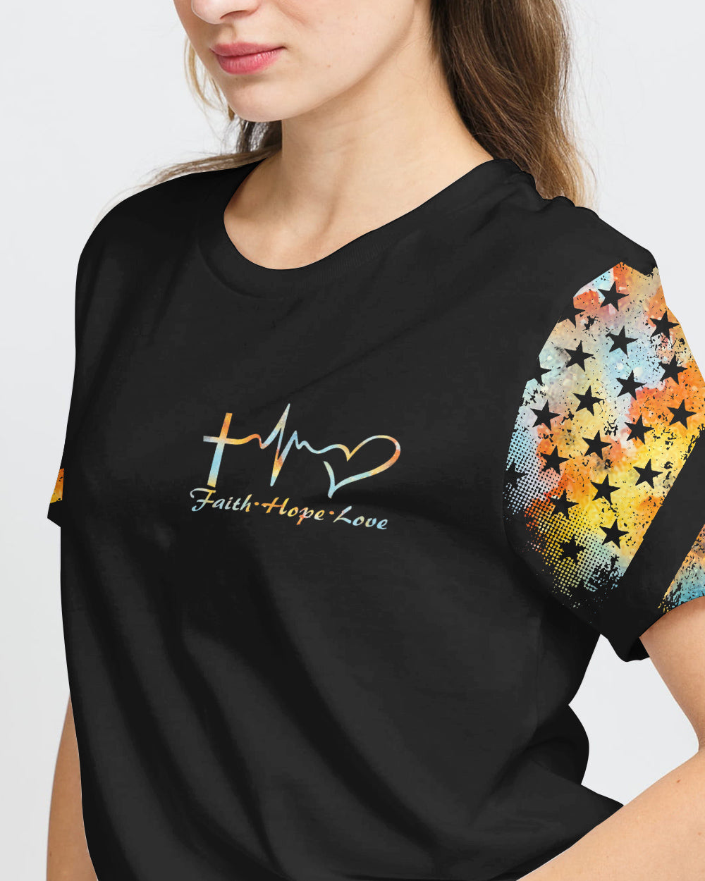 Faith Cross Wings Watercolor Vintage Women's Christian Tshirt