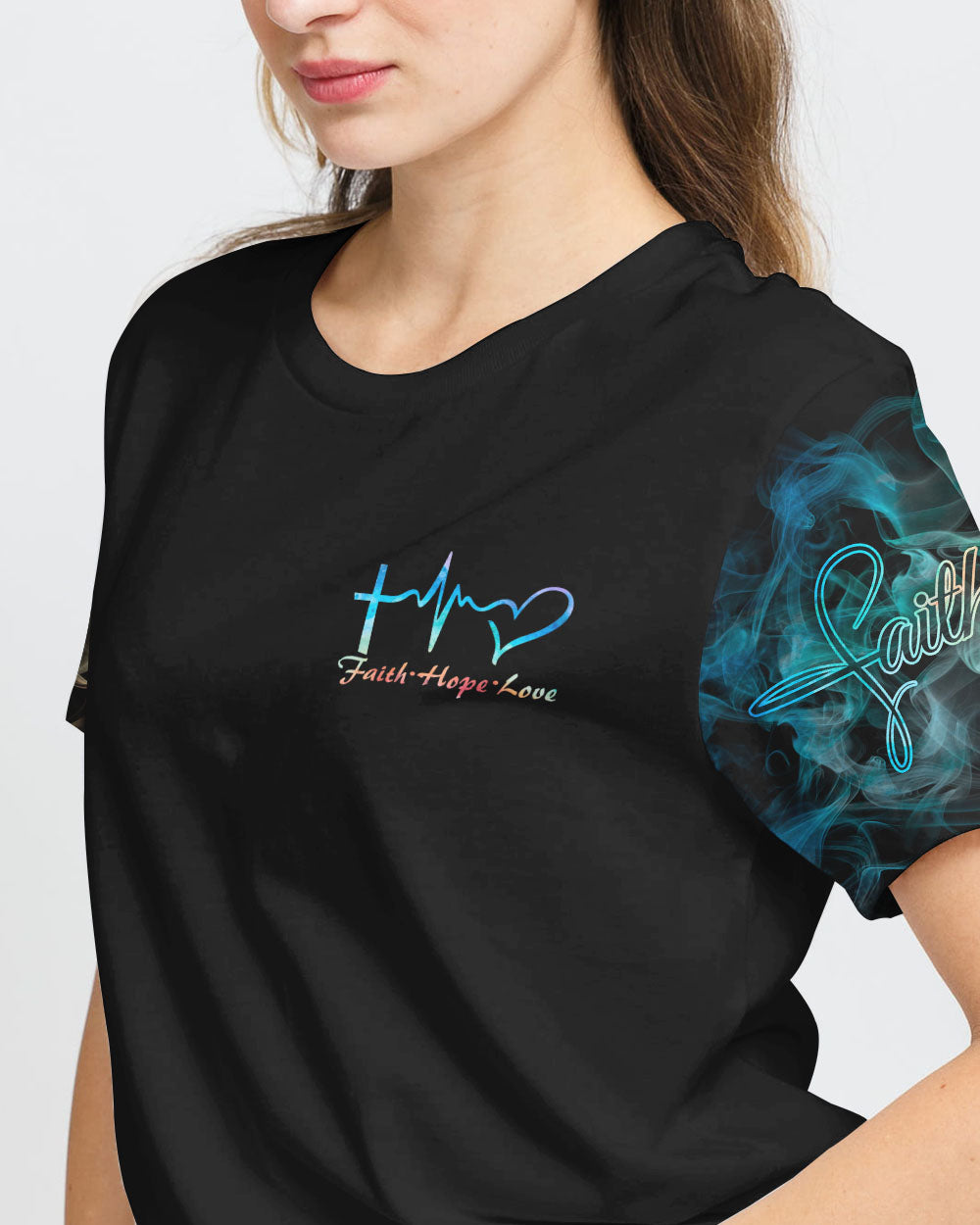 Faith Jesus Lion Warrior Colorful Smoke Women's Christian Tshirt