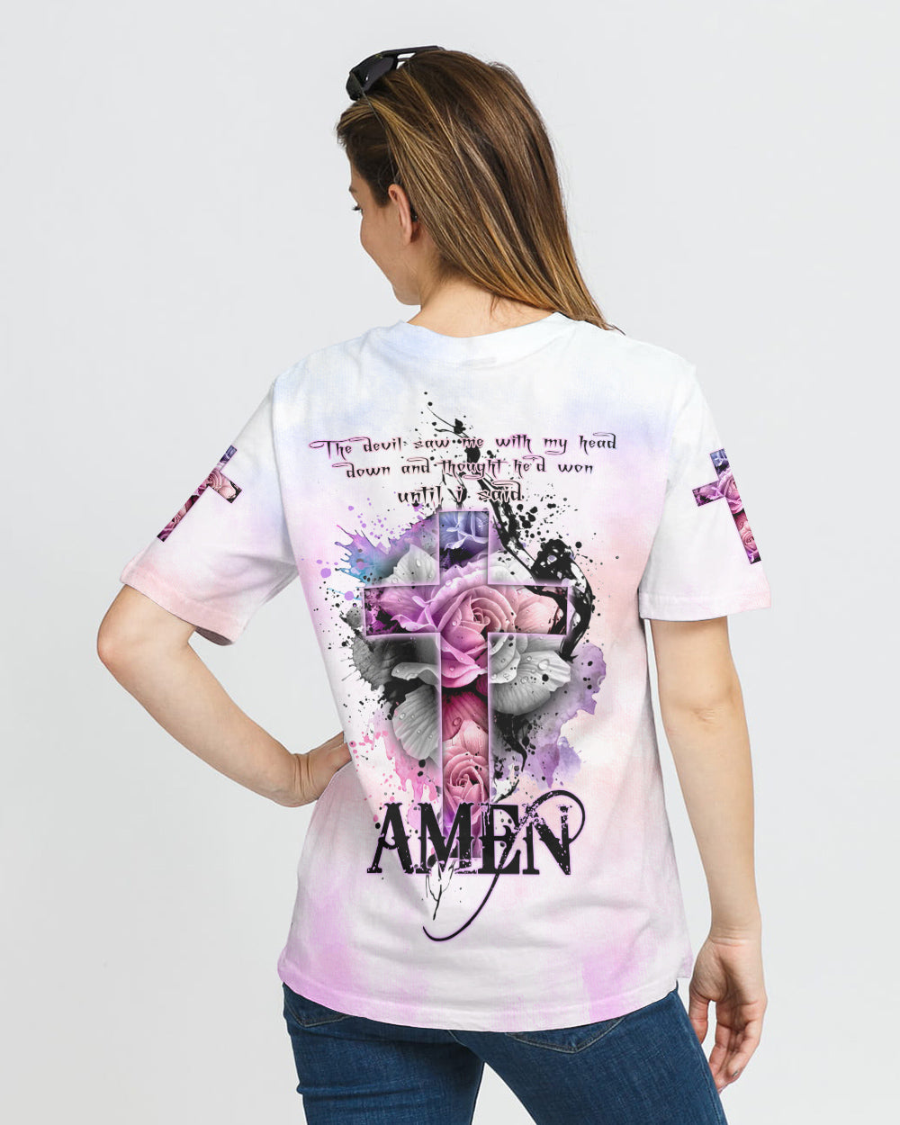 The Devil Saw Me With My Head Down Rose Cross Women's Christian Tshirt