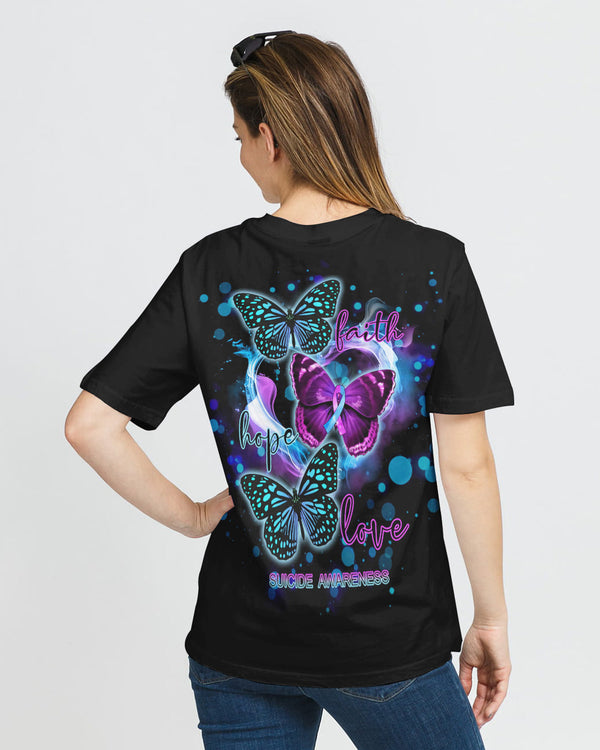 Butterfly Faith Hope Love Heart Women's Suicide Prevention Awareness Tshirt