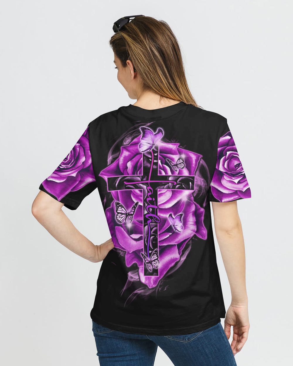Faith Purple Rose Women's Christian Tshirt