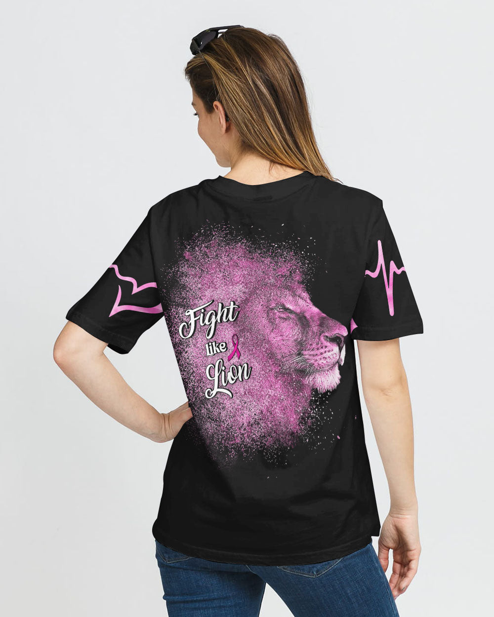 Fight Like Lion Women's Breast Cancer Awareness Tshirt