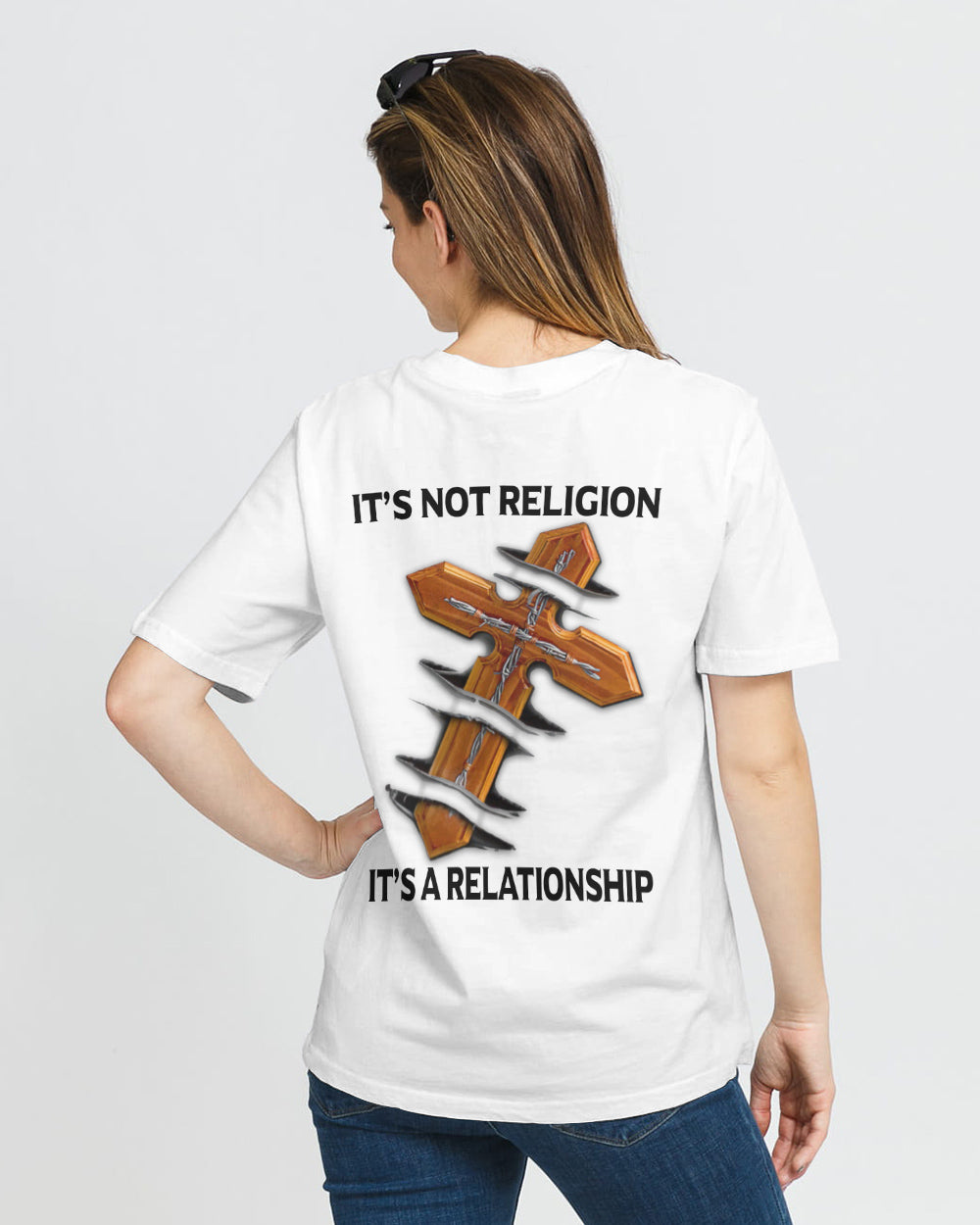 It's Not A Religion It's A Relationship Cross Women's Christian Tshirt