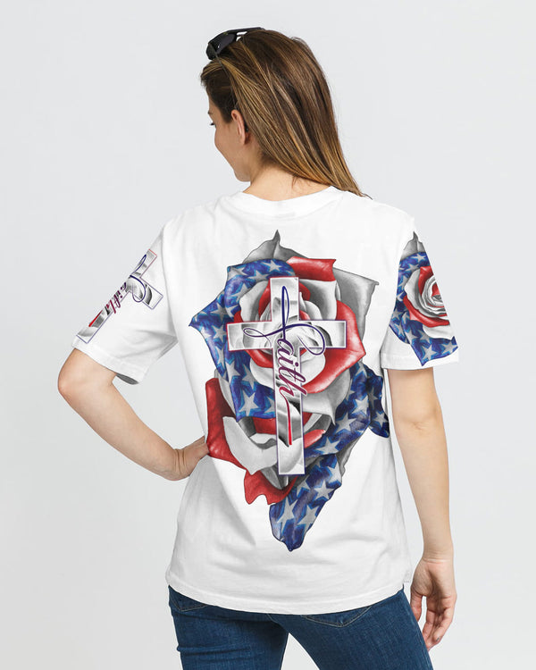 America Rose Faith Cross Women's Christian Tshirt