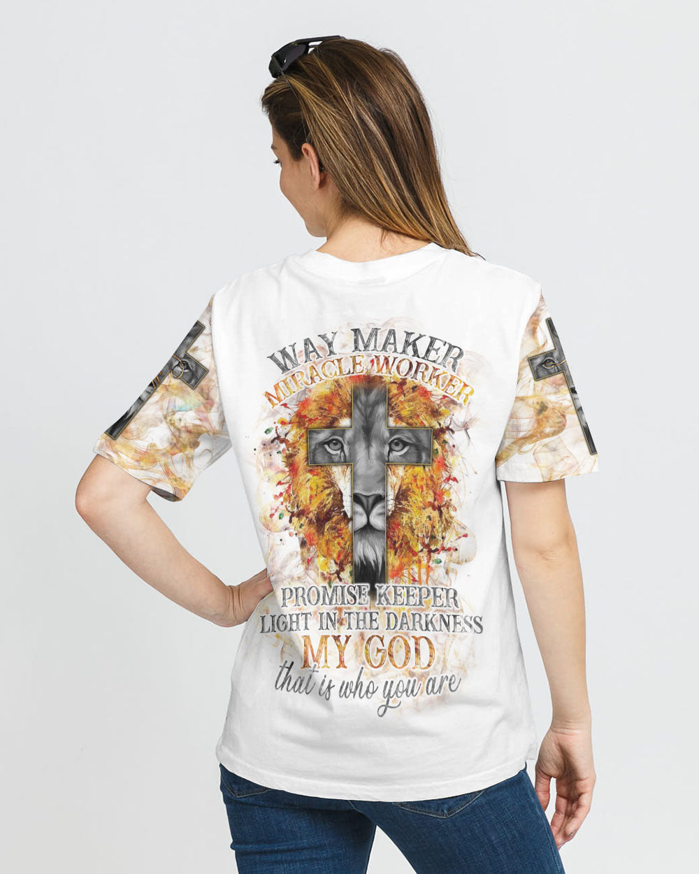 Way Maker Miracle Worker Half Lion Smoke Women's Christian Tshirt