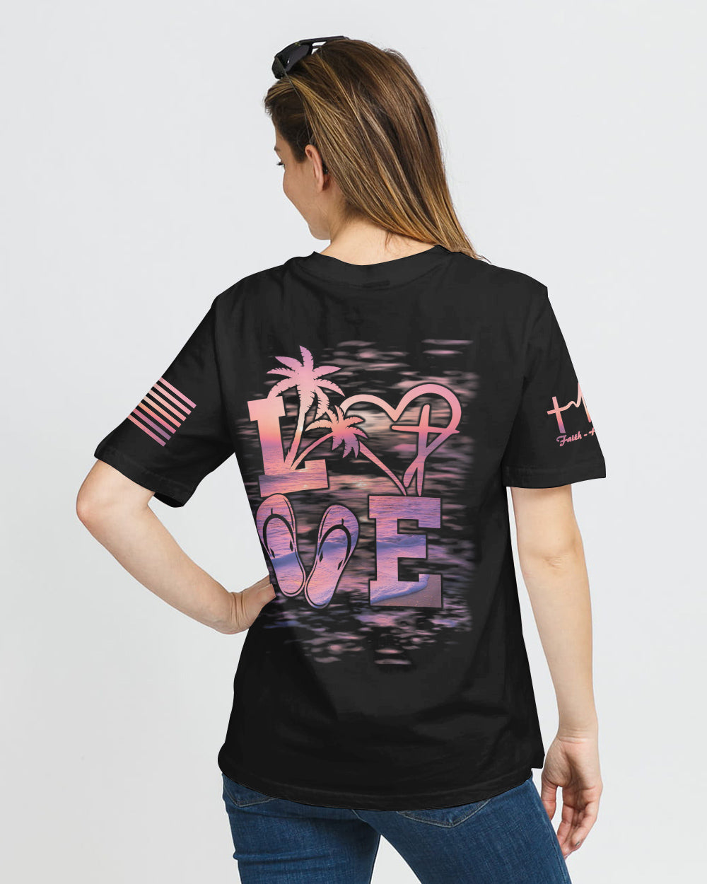 Love Beach Sunset Women's Christian Tshirt