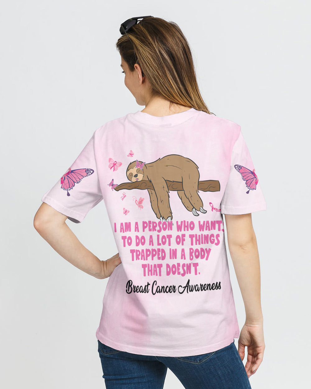 I Am A Person Who Want To Do A Lot Sloth Women's Breast Cancer Awareness Tshirt