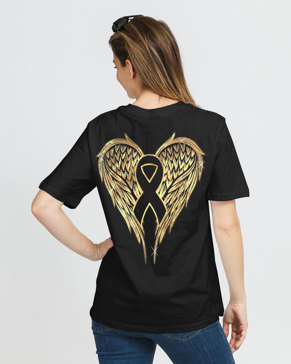 Wings Ribbon Glitter Women's Childhood Cancer Awareness Tshirt