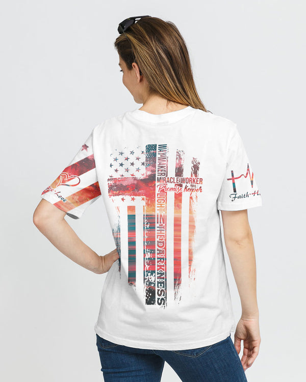 Way Maker Miracle Worker Promise Keeper Life In The Darkness Sunset Beach Flag Women's Christian Tshirt