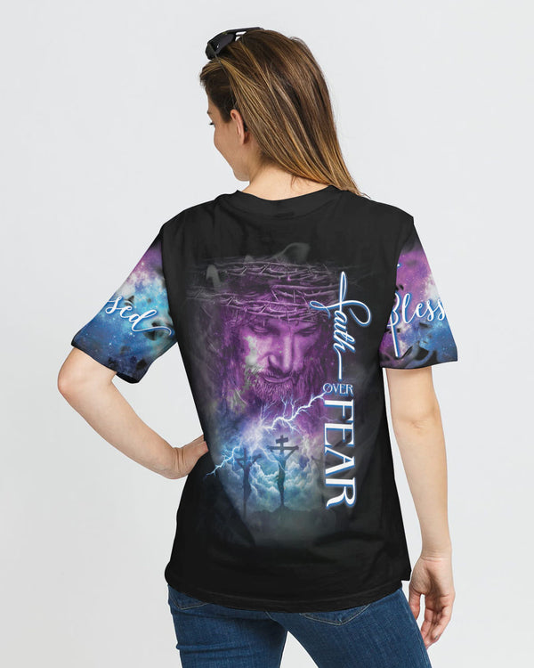 Faith Over Fear Jesus Galaxy Sky Women's Christian Tshirt