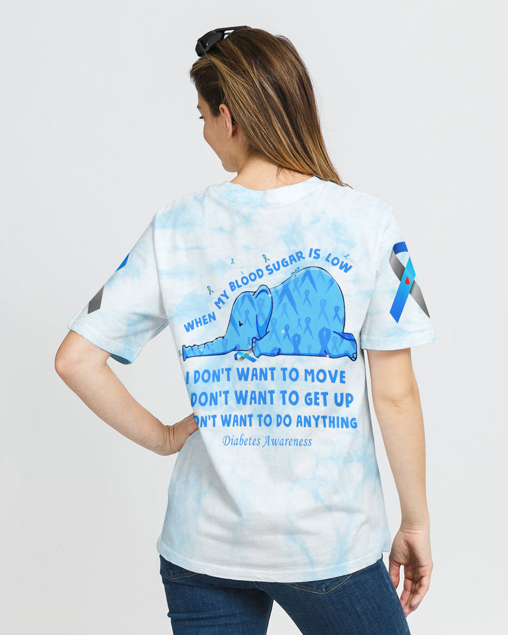 When My Blood Sugar Is Low Elephant Ribbon Women's Diabetes Awareness Tshirt