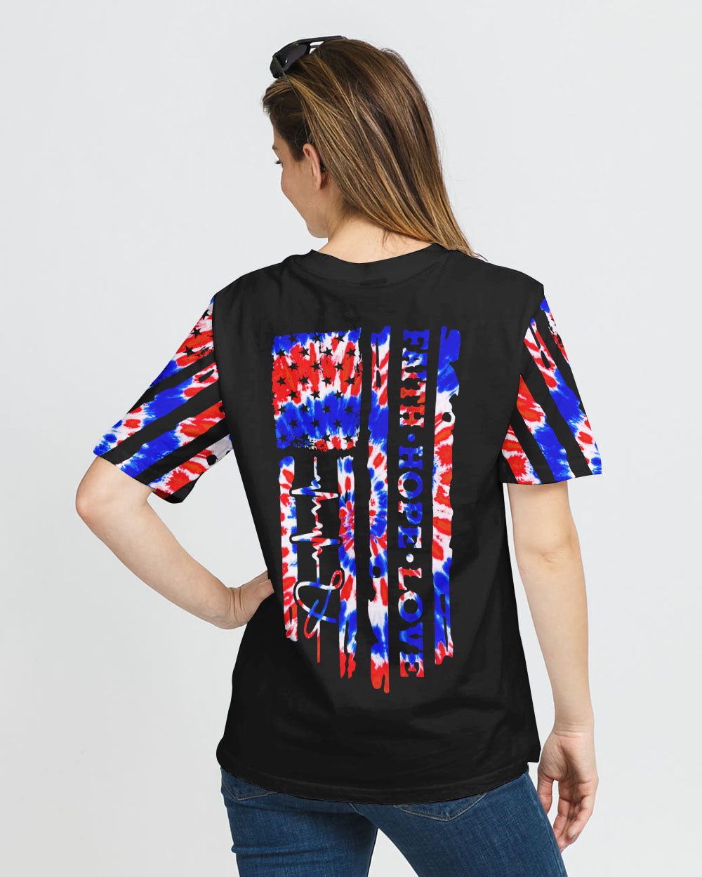 Faith Hope Love Tie Dye Flag Women's Christian Tshirt