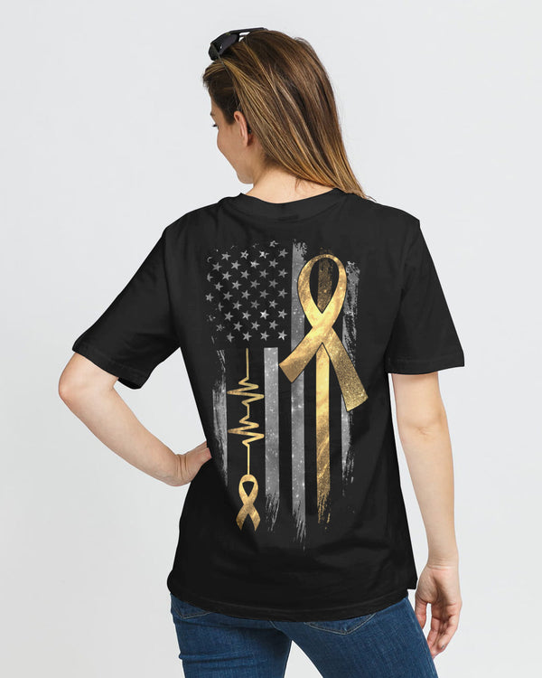 Galaxy Ribbon Heartbeat Flag Women's Childhood Cancer Awareness Tshirt