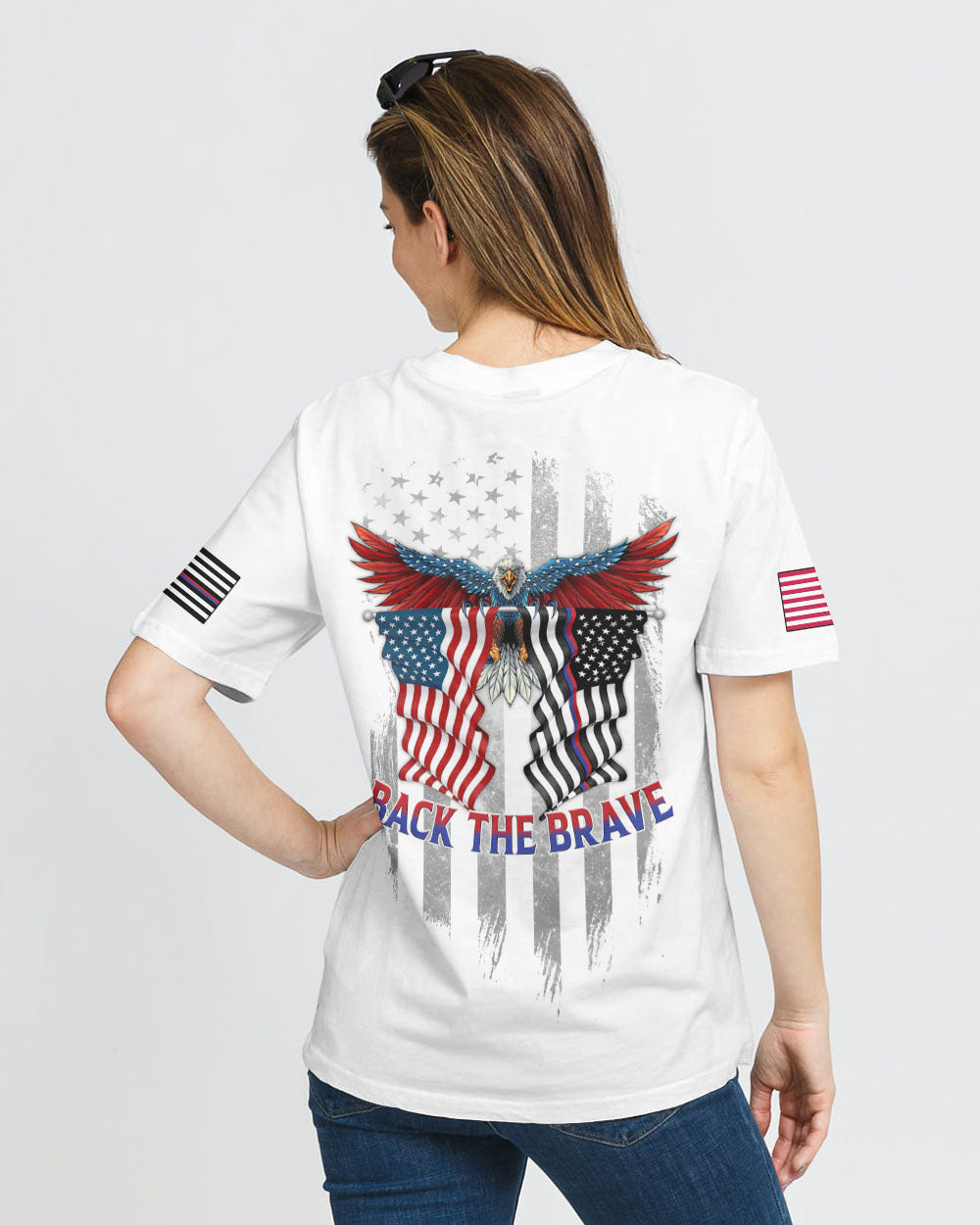 Back The Brave Eagle Flag Women's Christian Tshirt