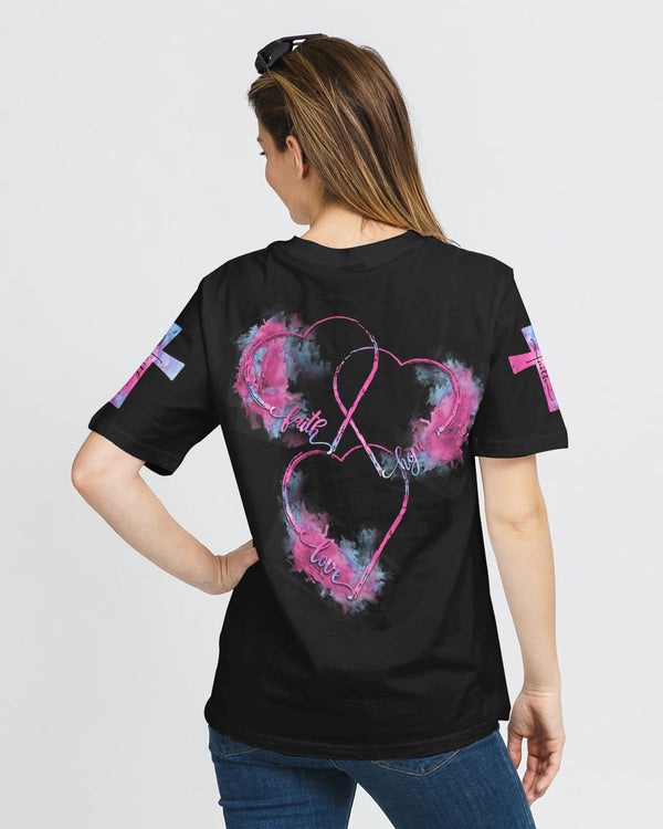 Faith Hope Love Heart Colorful Watercolor Women's Christian Tshirt