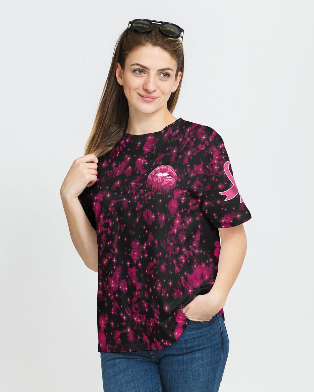 Don't Judge What You Don't Understand Pink Ribbon Lip Women's Breast Cancer Awareness Tshirt