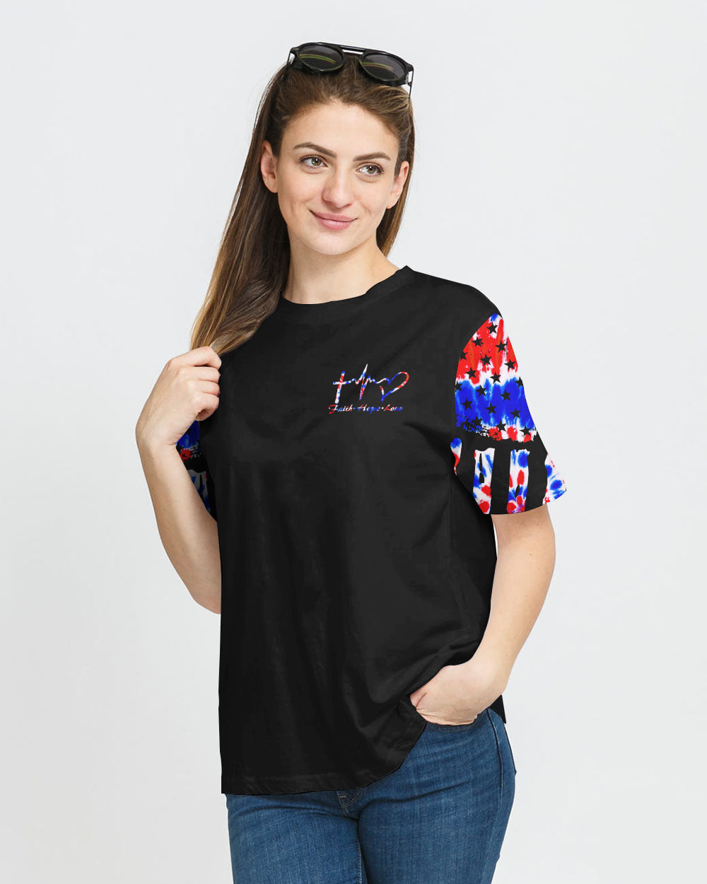 Faith Hope Love Tie Dye Flag Women's Christian Tshirt