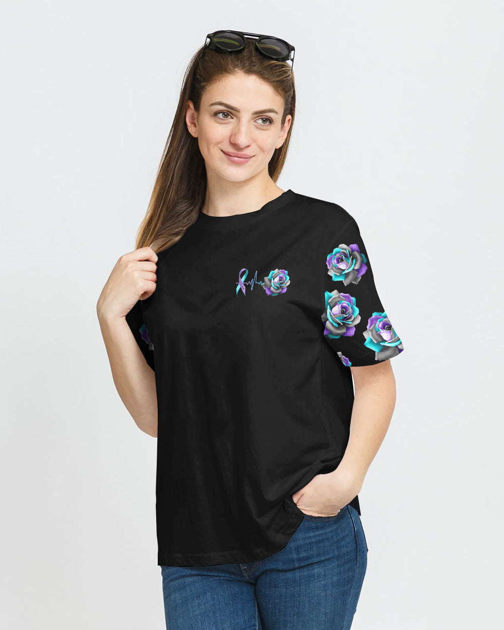 Fosse Flag Cross Light Ribbon Women's Suicide Prevention Awareness Tshirt