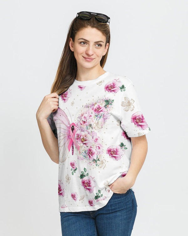 Butterfly Floral Ribbon Women's Breast Cancer Awareness Tshirt