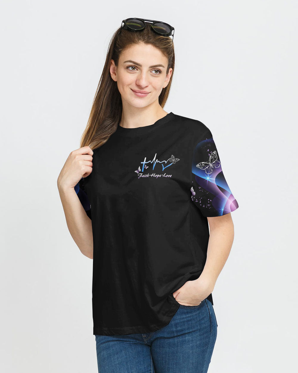 Faith Hope Love Butterfly Abstract Women's Christian Tshirt