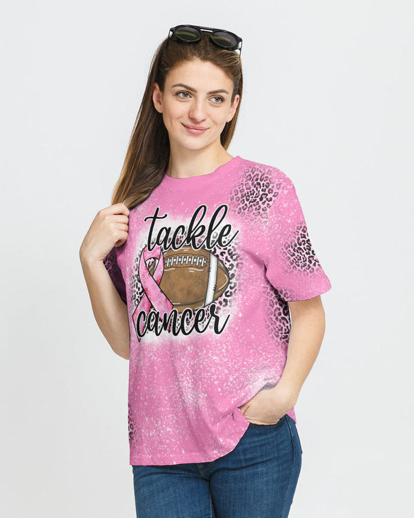 Pink Leopard Tackle Cancer Women's Breast Cancer Awareness Tshirt