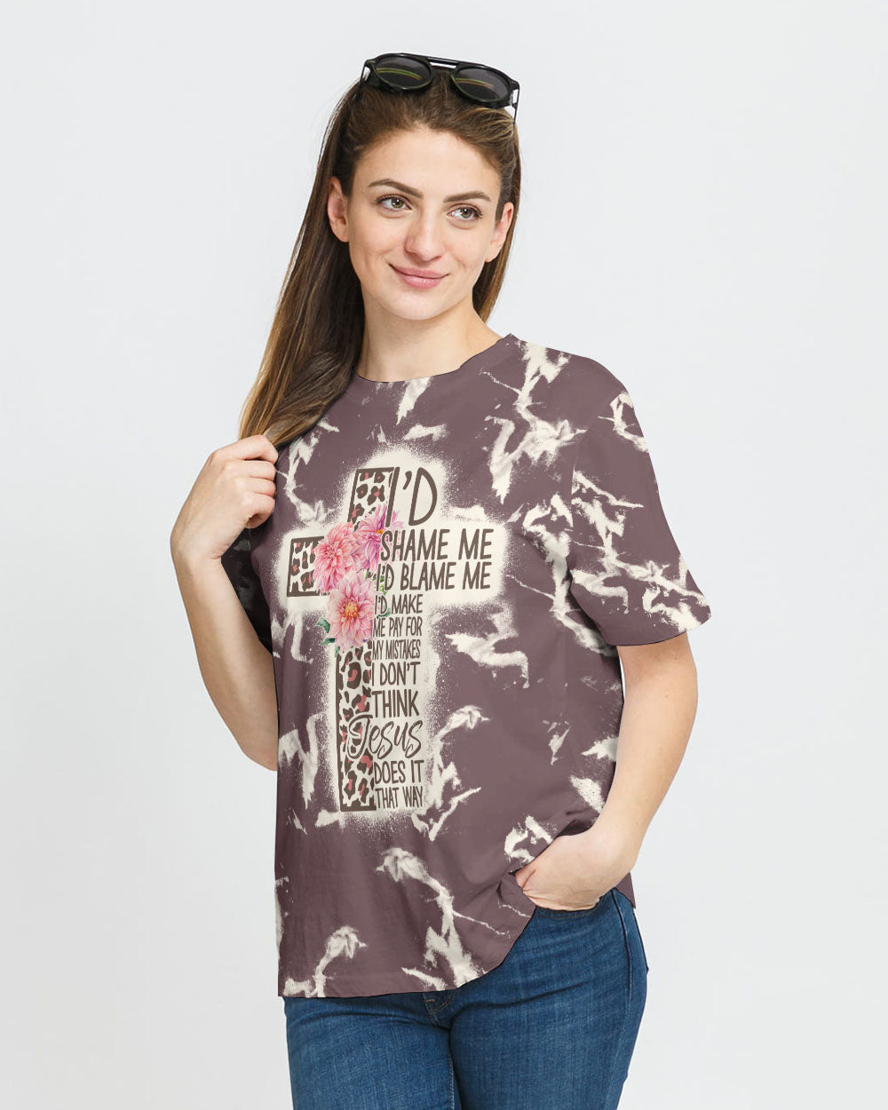 I'd Shame Me I'd Blame Me Leopard Cross Women's Christian Tshirt