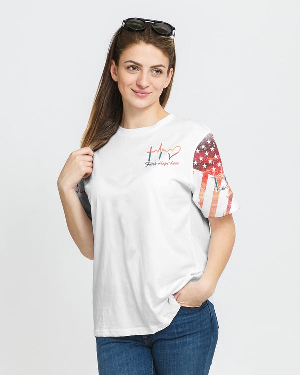 Faith Cross Art Painting Sunset Women's Christian Tshirt