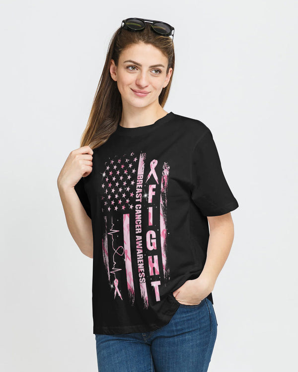 Fight Ribbon Pattern Flag Women's Breast Cancer Awareness Tshirt