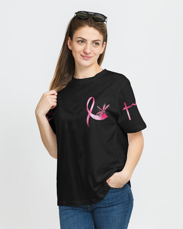 Faith Hope Love Dragonfly Ribbon Women's Breast Cancer Awareness Tshirt