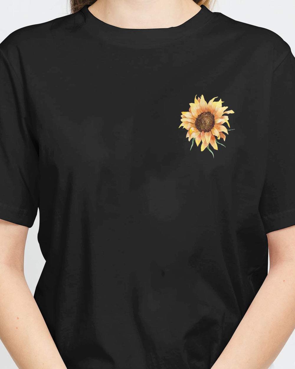 Fé Sunflower Cross American Flag Women's Christian Tshirt