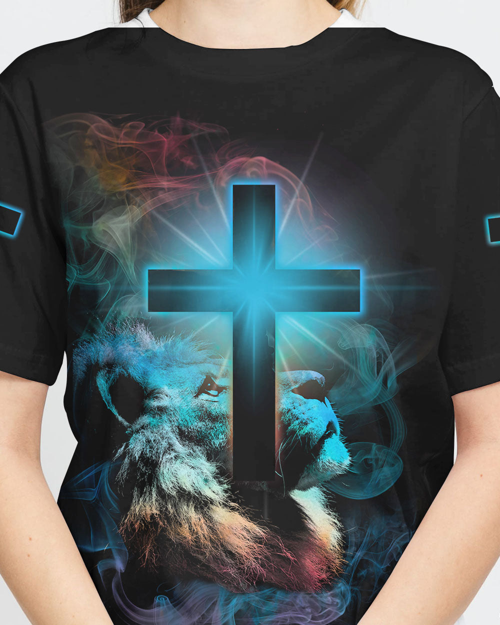 Jesus Is My God My King My Lord Colorful Lion Women's Christian Tshirt