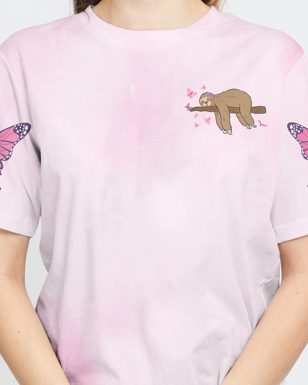 I Am A Person Who Want To Do A Lot Sloth Women's Breast Cancer Awareness Tshirt