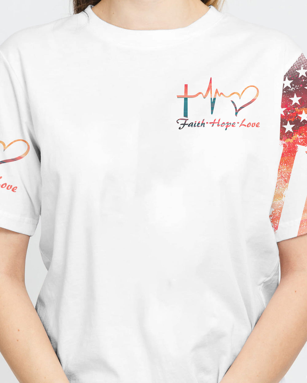 Faith Cross Art Painting Sunset Women's Christian Tshirt