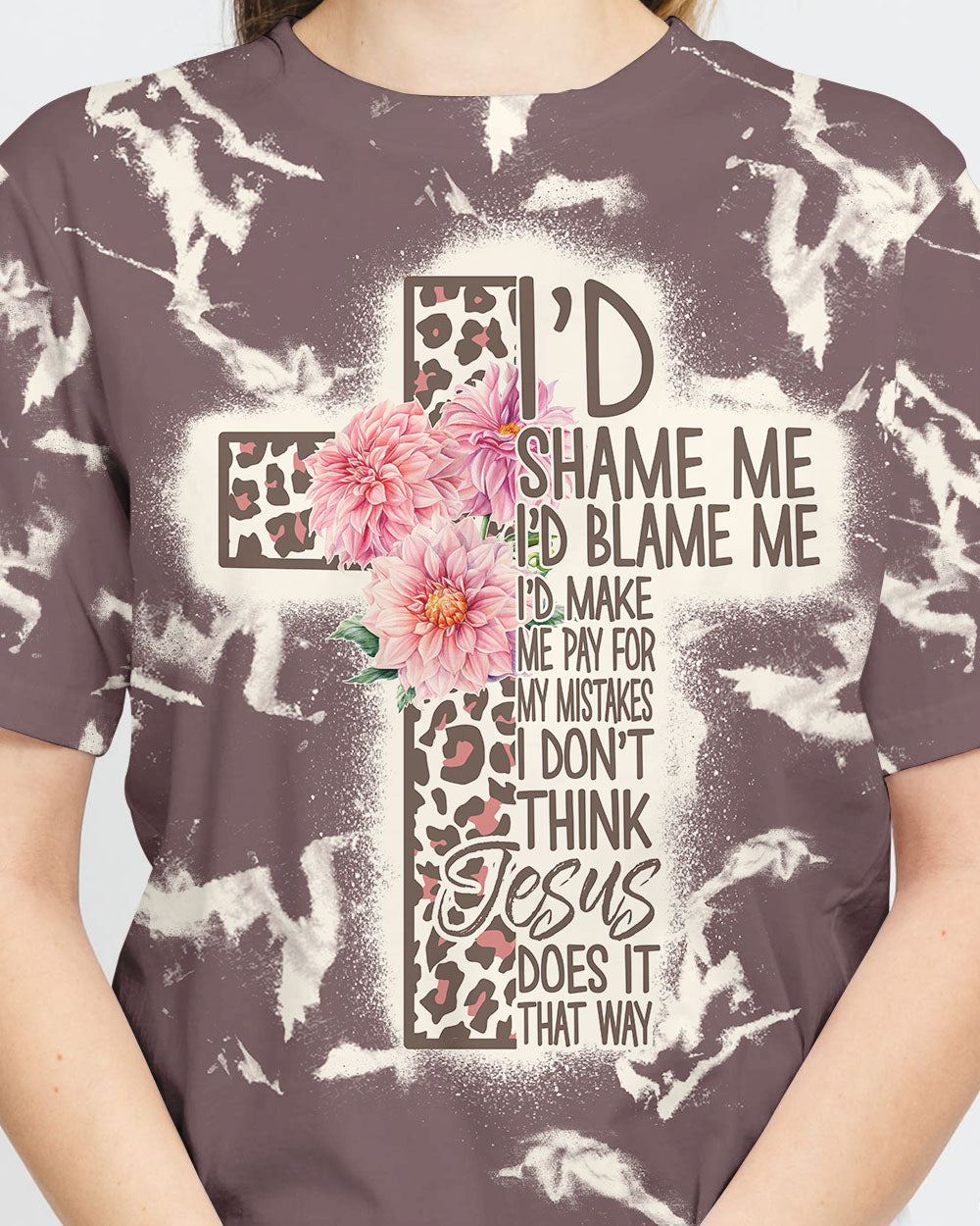 I'd Shame Me I'd Blame Me Leopard Cross Women's Christian Tshirt