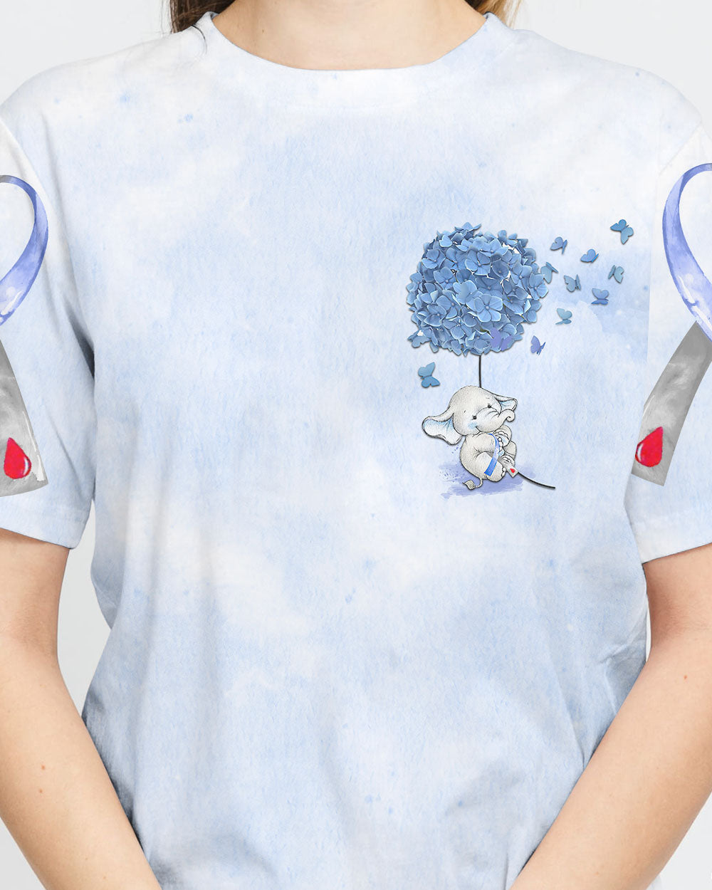 Hope For A Cure Flower Elephant Women's Diabetes Awareness Tshirt